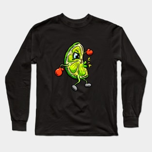 Angry Spitting Lime Slice Cartoon Character Illustration Long Sleeve T-Shirt